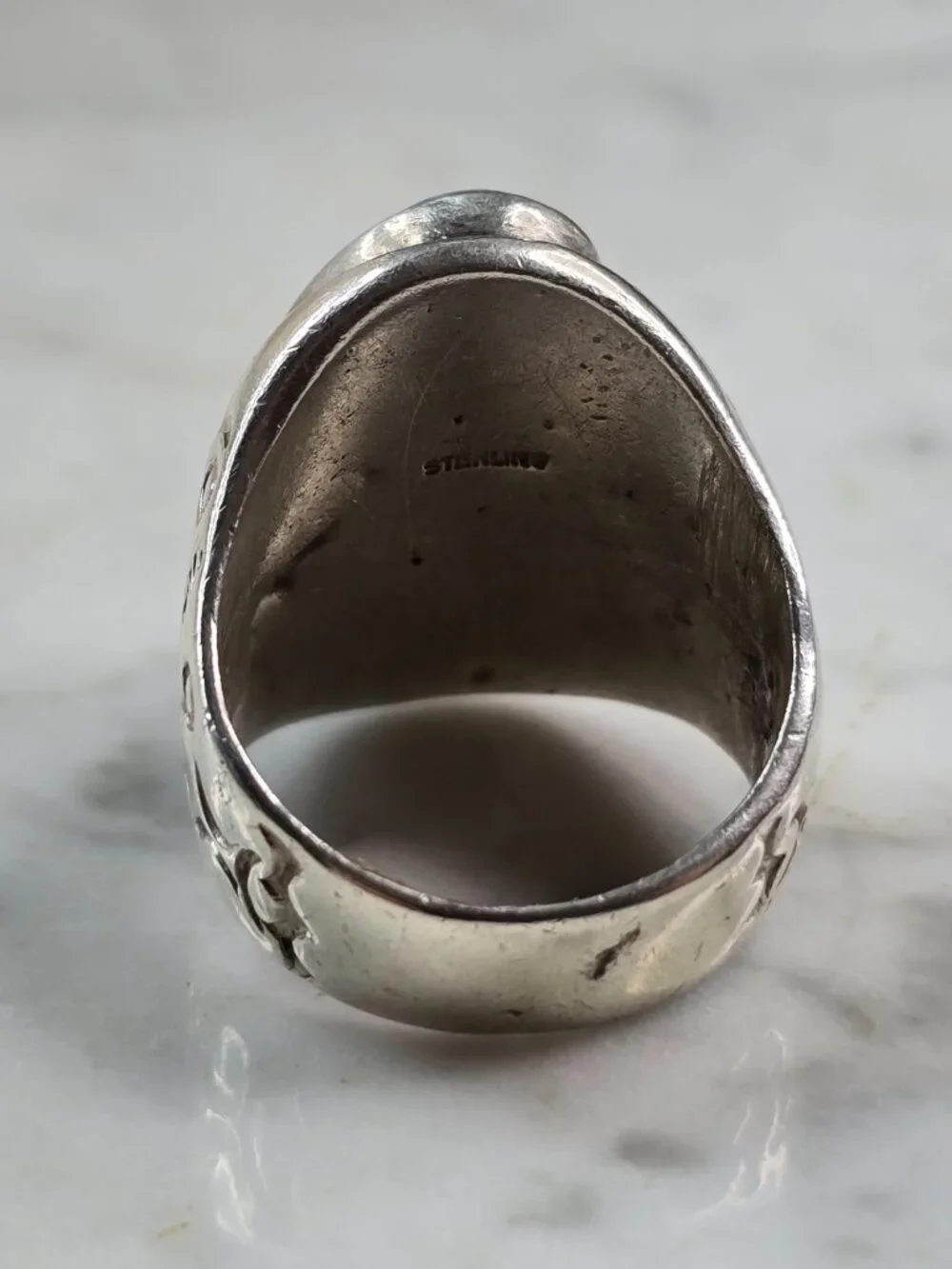 Mens Vintage Sterling Silver Southwestern Turquoise Ring 23.9g E5556